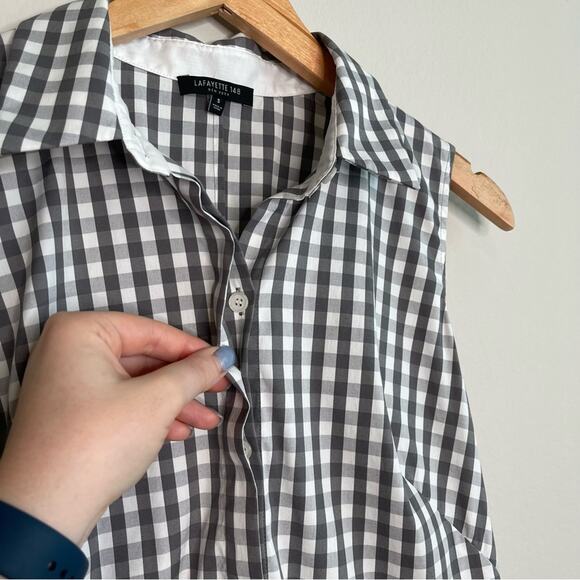 LAFAYETTE 148 Mariel Hampton Check Shirting Blouse S - Picture 4 of 10